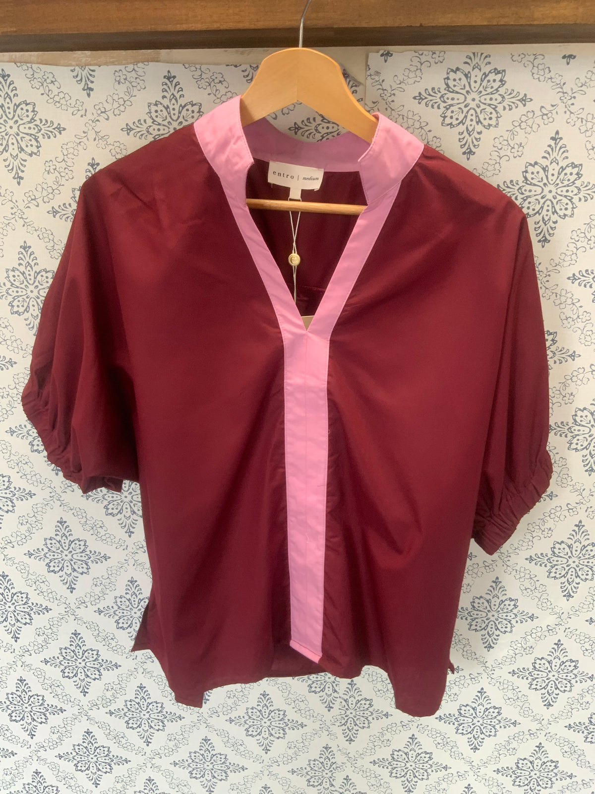 Maroon/Pink V-neck Top