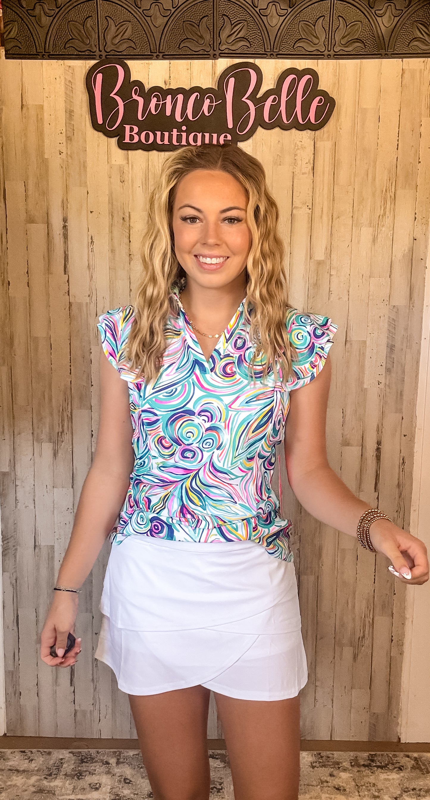 Ruffle Sleeve V-neck