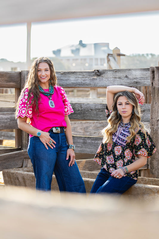 Cowgirls Wear Pink & Turquoise Blouse