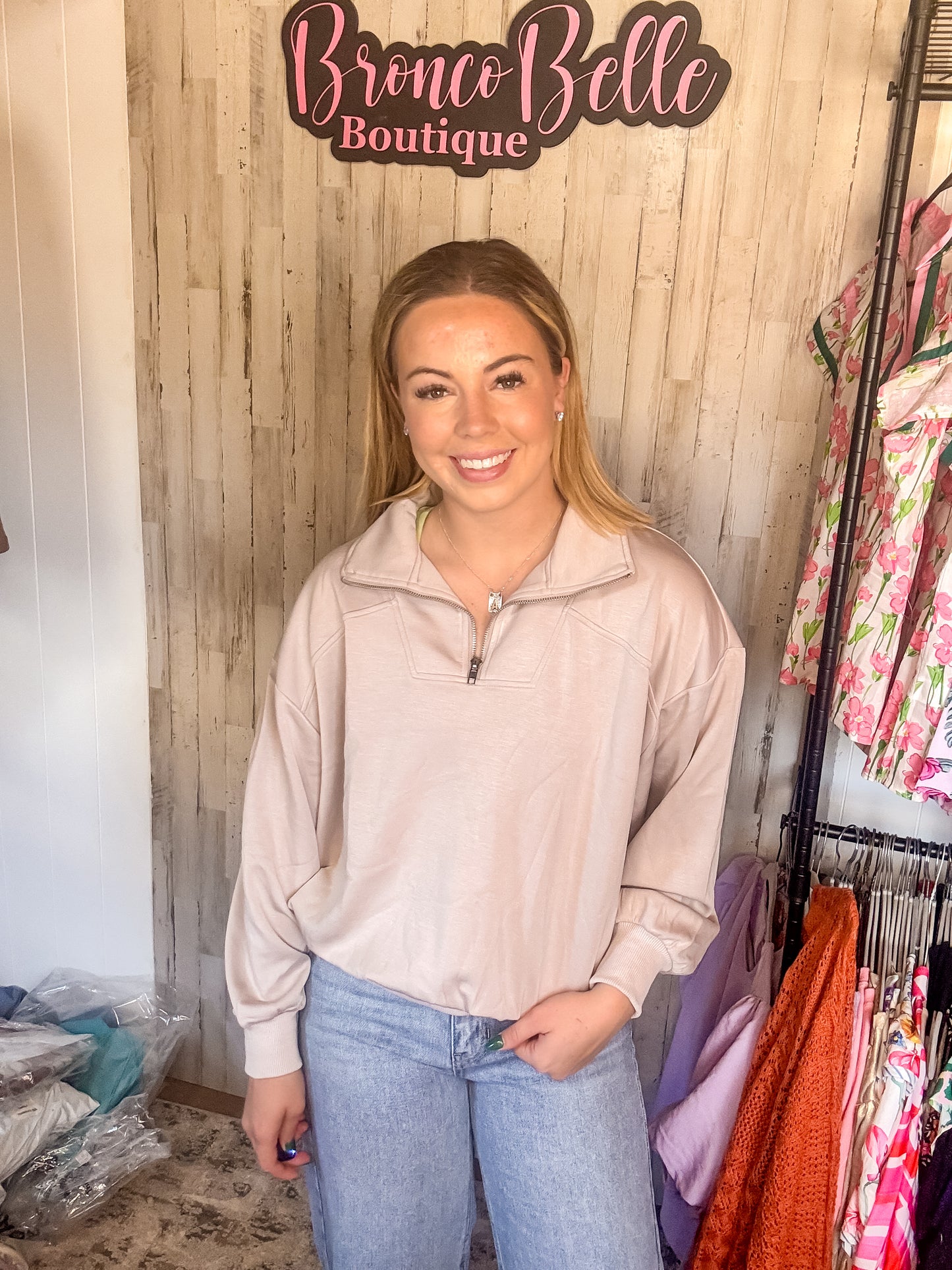 Buttery Taupe 1/2 Zip