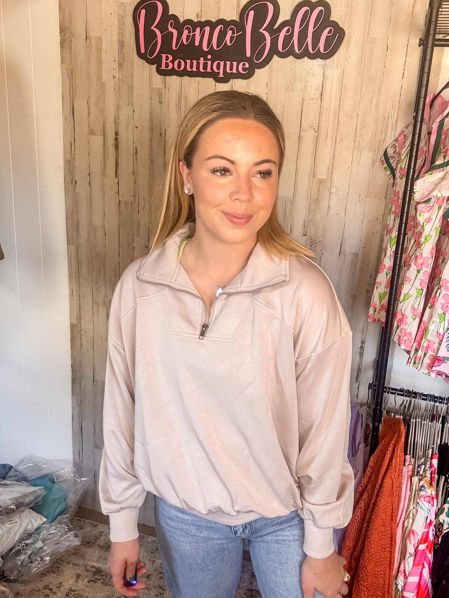 Buttery Taupe 1/2 Zip