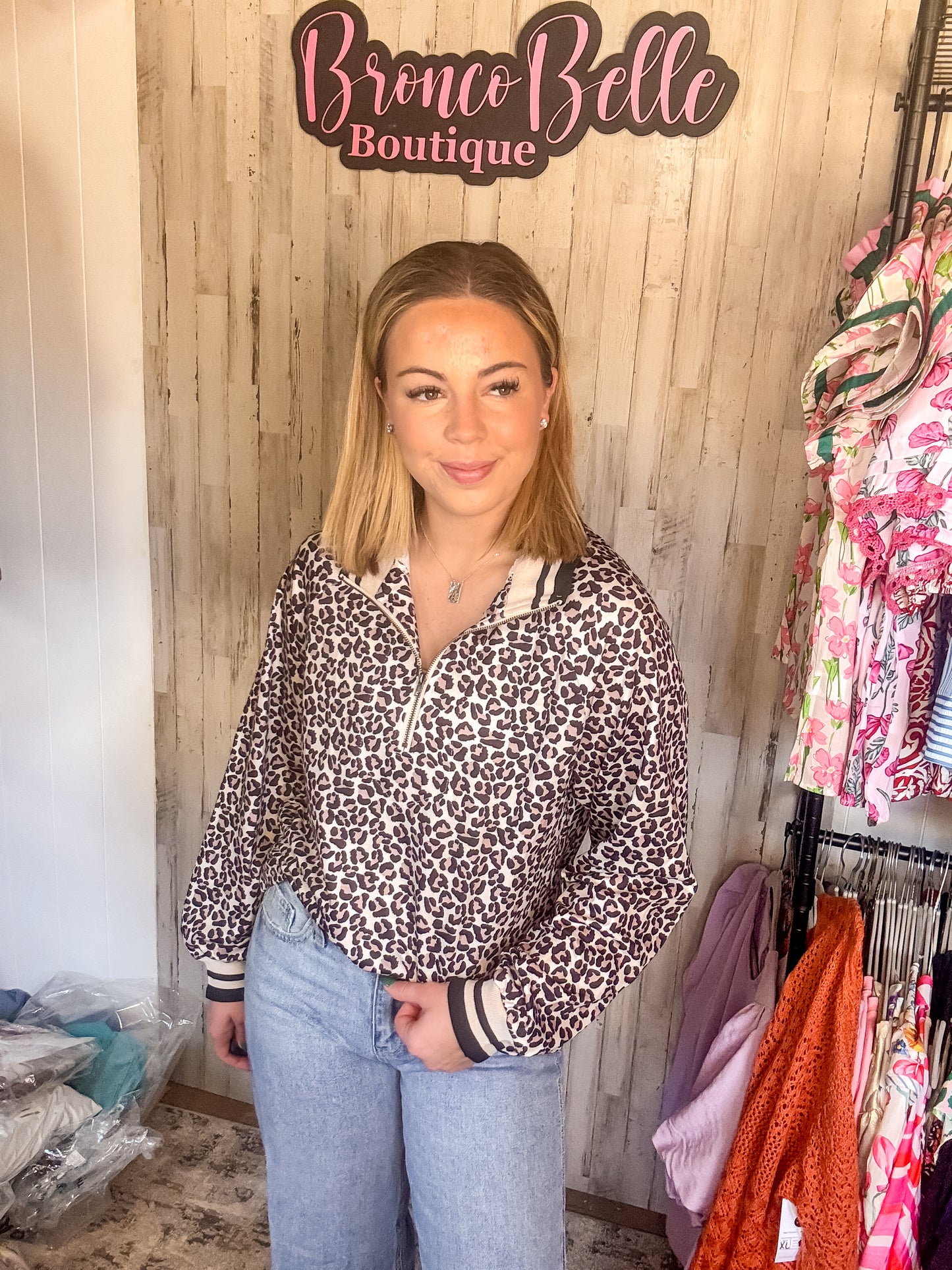 Cheetah Long Sleeve 1/2 zip