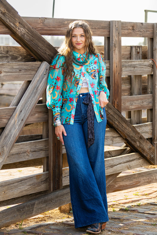 Turquoise Rodeo Queen Blouse