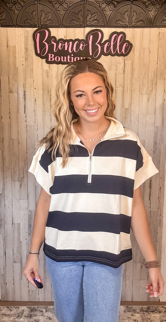 Striped Half Zip