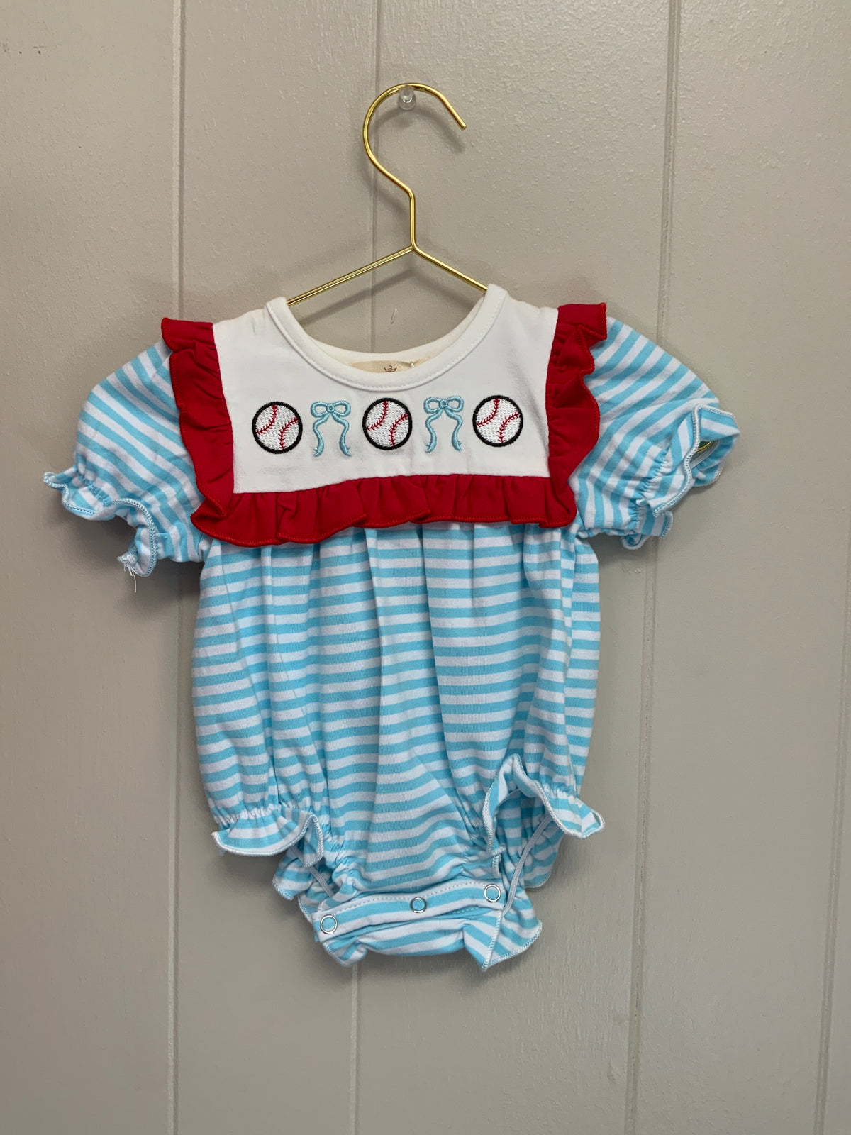 Bow Knot Baseball Romper