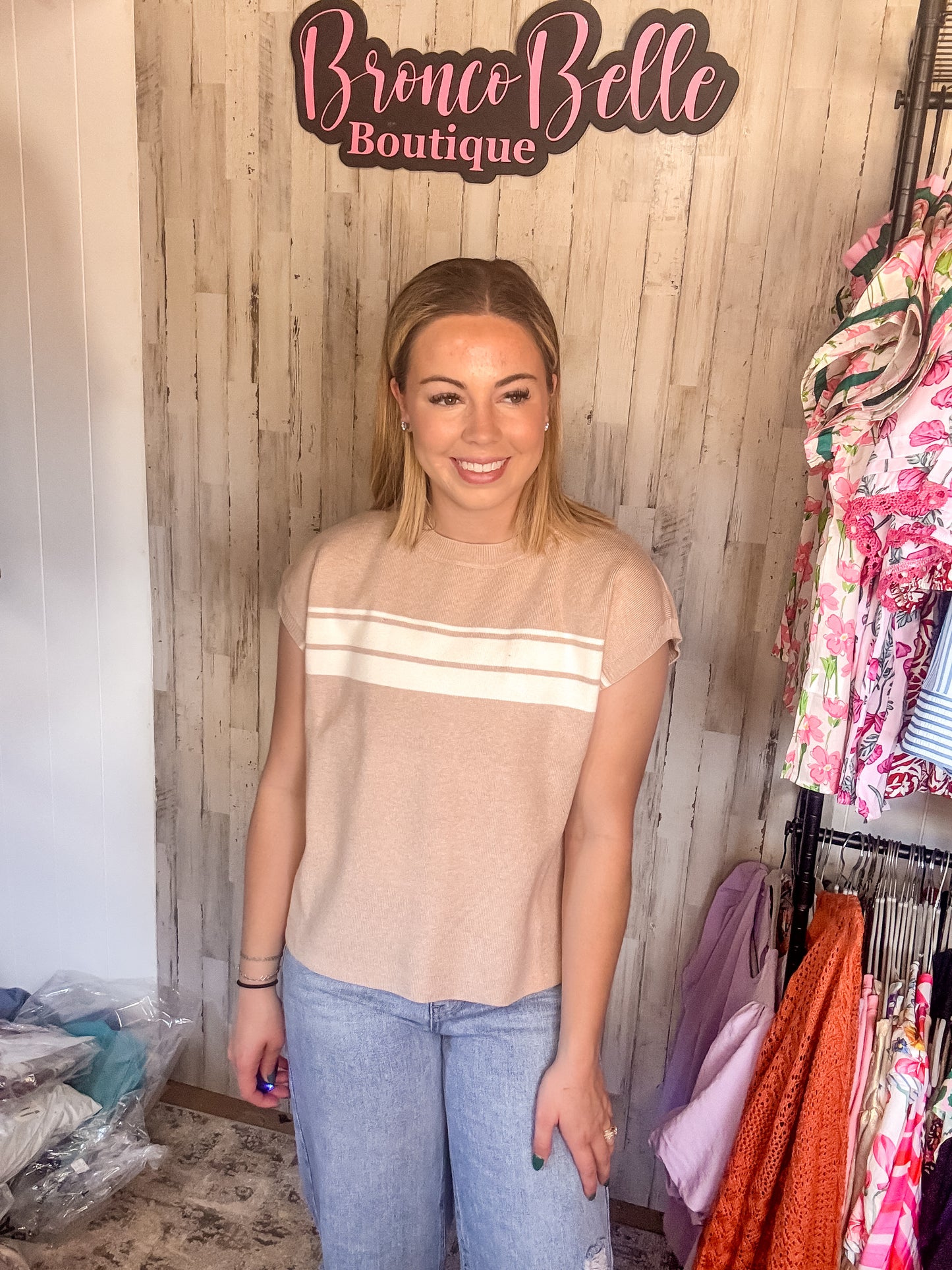 Taupe Cap Sleeve Sweater