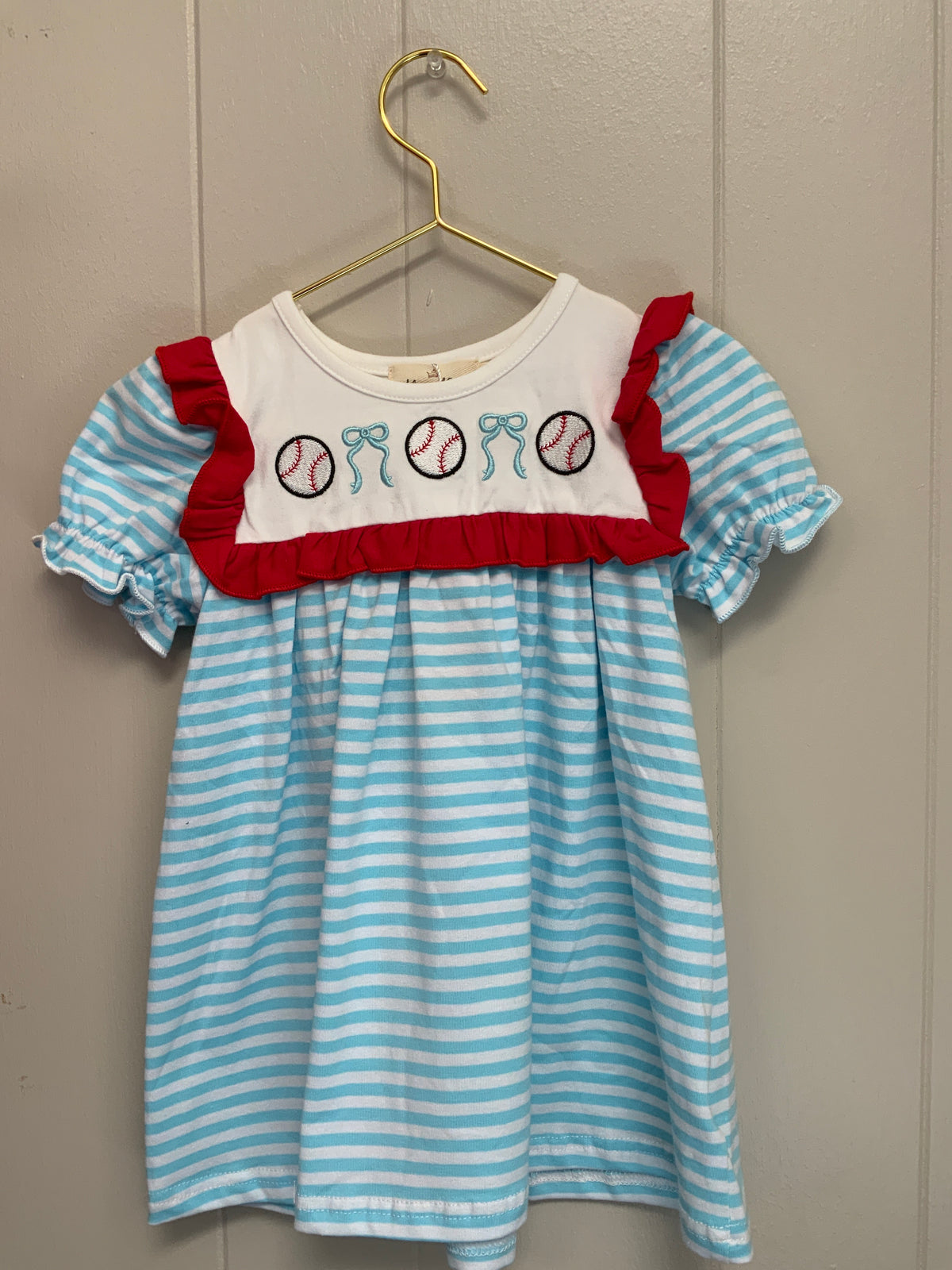 Bow Knot Baseball Ruffled Dress