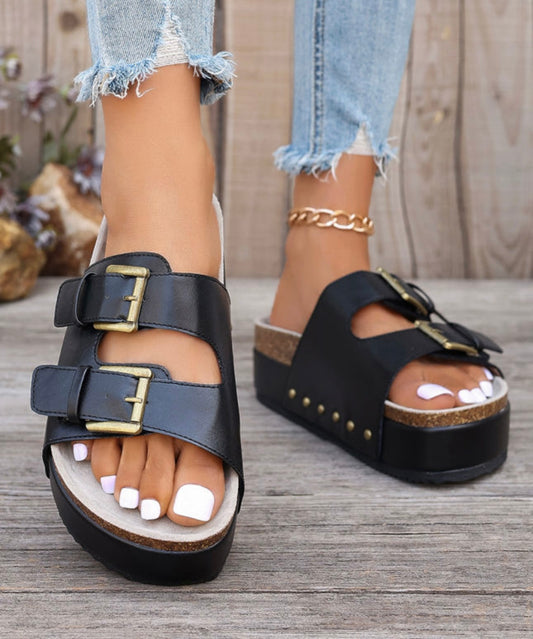 Gold Buckle Sandals