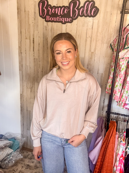 Buttery Taupe 1/2 Zip