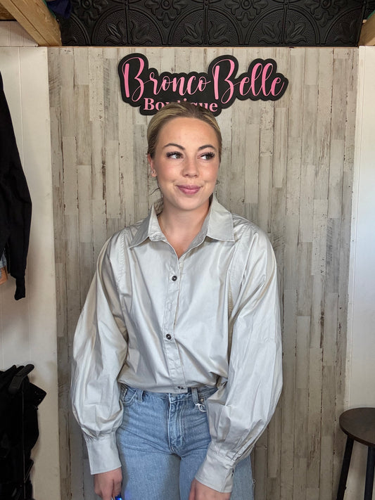 Gray Button Up Blouse