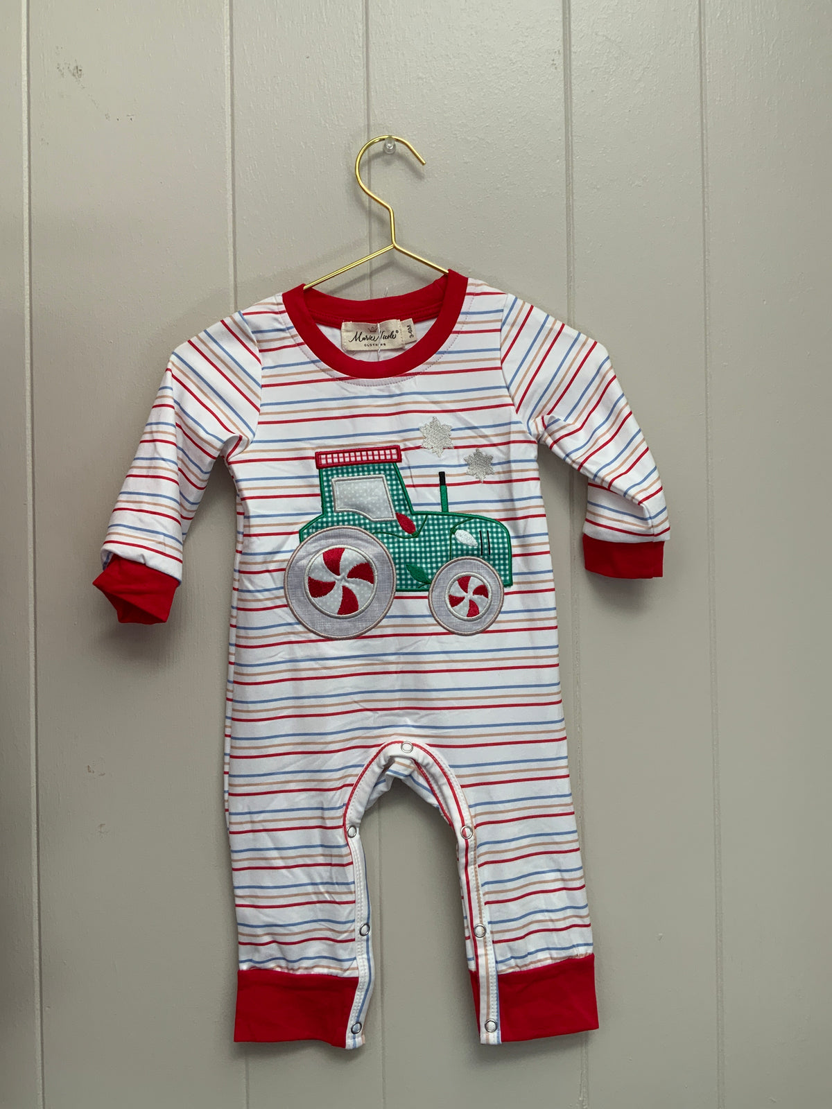 Peppermint Wheels Embroidered Romper