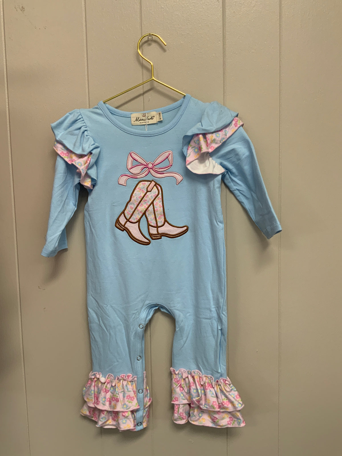 Boots and Bows Floral Romper