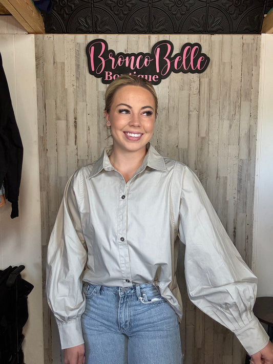 Gray Button Up Blouse